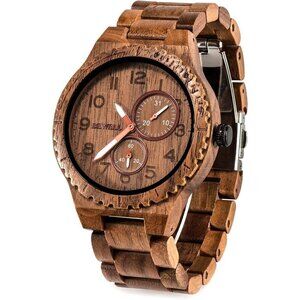 ✨ Bewell Analog Quartz Men Brown Retro Handcraft Lightweight Wooden Wristwatch